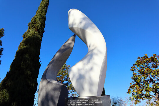 Cerritos, California &ndash; January 16, 2025: Cerritos Air Disaster Memorial, tribute to the victims of the air tragedy between a Piper Archer and an Aeromexico DC-9 that occurred in Cerritos in 1986