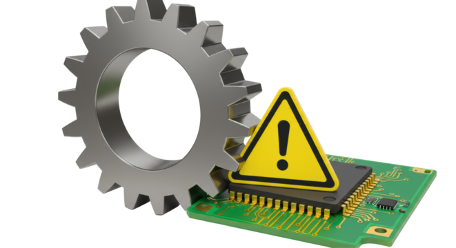 Isolated Gear Circuit Board and Warning Sign