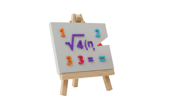 Isolated Easel with Mathematical Formula and Numbers