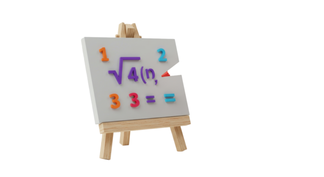 Isolated Easel with Mathematical Formula and Numbers