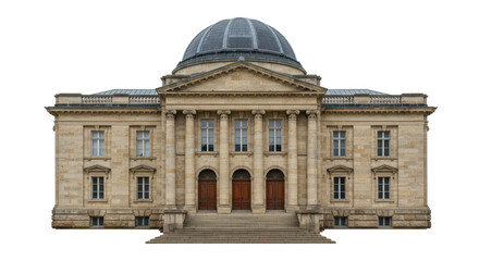 Isolated Grand Building with Columns and Dome Architecture