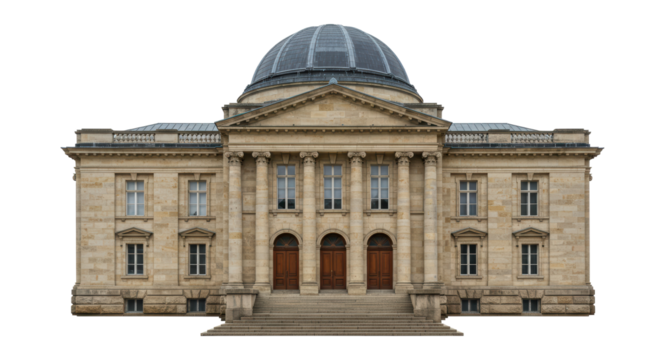 Isolated Grand Building with Columns and Dome Architecture