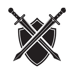 shield and sword silhouette, Protect shield security icons. Shield badge quality symbol. Collection of security shield icons. Vector illustration on white background