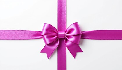 Elegant Pink Ribbon Bow on Gift Box ,Celebration Present Decoration, gift, wrap, celebration, luxury,
white background, wedding