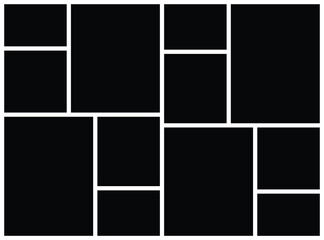 Blank photo collage rectangle template. Stylish photo composition portfolio collection. Background and wall mood board, square texture pattern for picture display presentation.