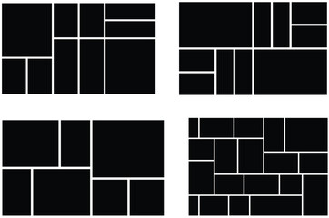 Set of empty photo collage template and background texture pattern. Mood board and wall picture presentation and portfolio collection. poster, mockup, banner, photo wall template.