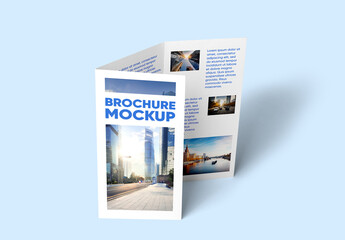 Half Closed Trifold Brochure Mockup