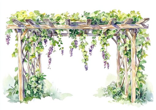 Garden illustration watercolor outdoors.