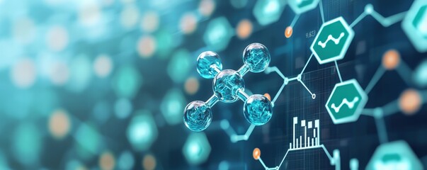 hydrogen sustainability economy concept. Molecular structures with digital elements in a futuristic design.