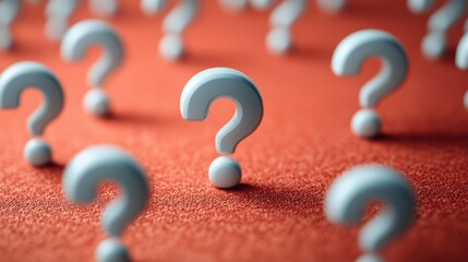 A red background filled with white question marks, representing the complexity of questions and inquiry.