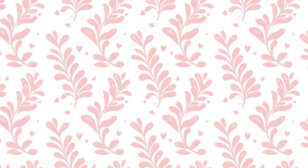 Fototapeta premium Blush Pink Floral Pattern Delicate Leaf Design AI Generated