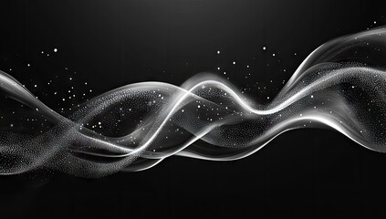 Abstract elegant silver waves on dark background