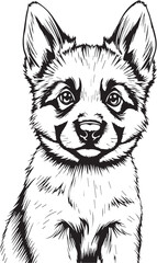 German Shepherd puppy. Hand drawn vector illustration