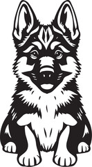 German Shepherd puppy. Hand drawn vector illustration