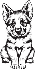 German Shepherd puppy. Hand drawn vector illustration