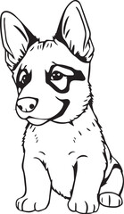 German Shepherd puppy. Hand drawn vector illustration