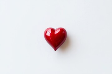 Red heart on white background, simple, elegant, love, flat lay