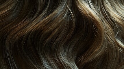 Naklejka premium A natural 3D rendering of a womanâ€™s brunette hair with highlights reflecting soft light.