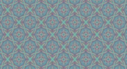 Fototapeta premium Serene Teal And Rose Geometric Pattern Seamless Design AI Generated