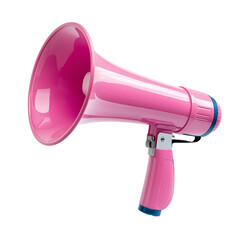  bright pink megaphone isolated on transparent white background
