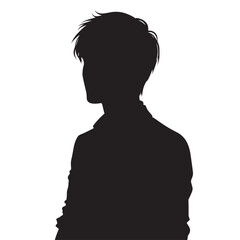 Silhouette of a Young Man Profile in Black and White Vector Art
