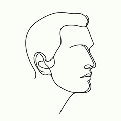 Minimalist Line Art Portrait of a Man's Profile in One Continuous Line