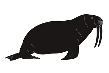 Walrus silhouette illustration animal black.