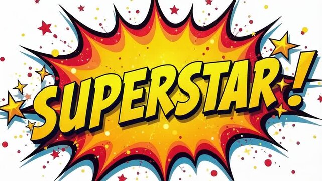 SUPERSTAR speech explosion pop art bubble exclamation cloud isolated on a white background