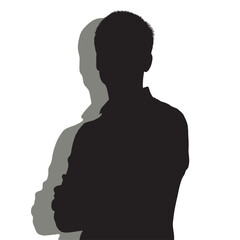 Silhouette of Male Figure Against Light Background in Flat Illustration Style