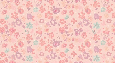 Pastel Dream: A Delicate Floral Illustration AI Generated