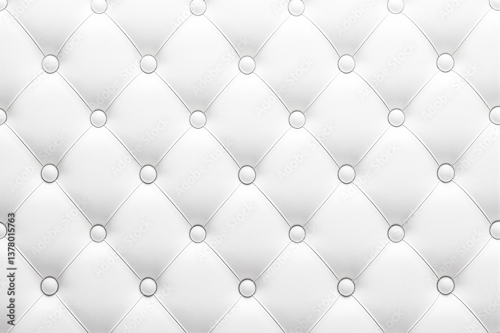 Poster White tufted leather background with diamond pattern and buttons.
