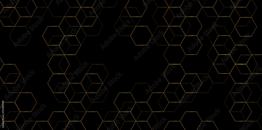 Poster luxury black pattern geometric mesh cell texture. abstract minimal geometric black and gold light ba