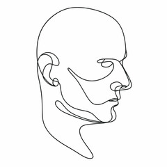 Minimalistic One Line Face Drawing - Black and White Portrait Illustration