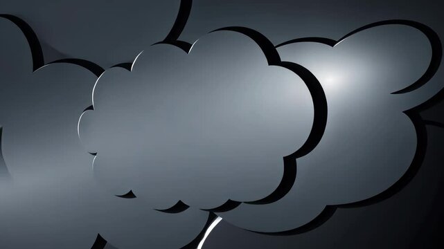 A large gray cloud with a white dot in the center. The cloud is filled with white and gray specks, giving it a hazy appearance. The white dot is located in the middle of the cloud