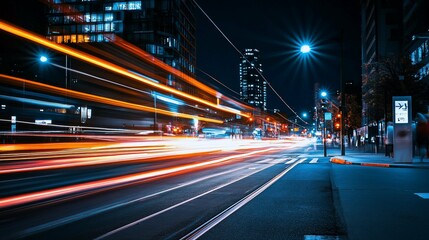 Obraz premium Night City Lights Urban Speed Trails