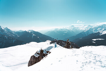 Photo of woman hike in snow on top of Spinale hill