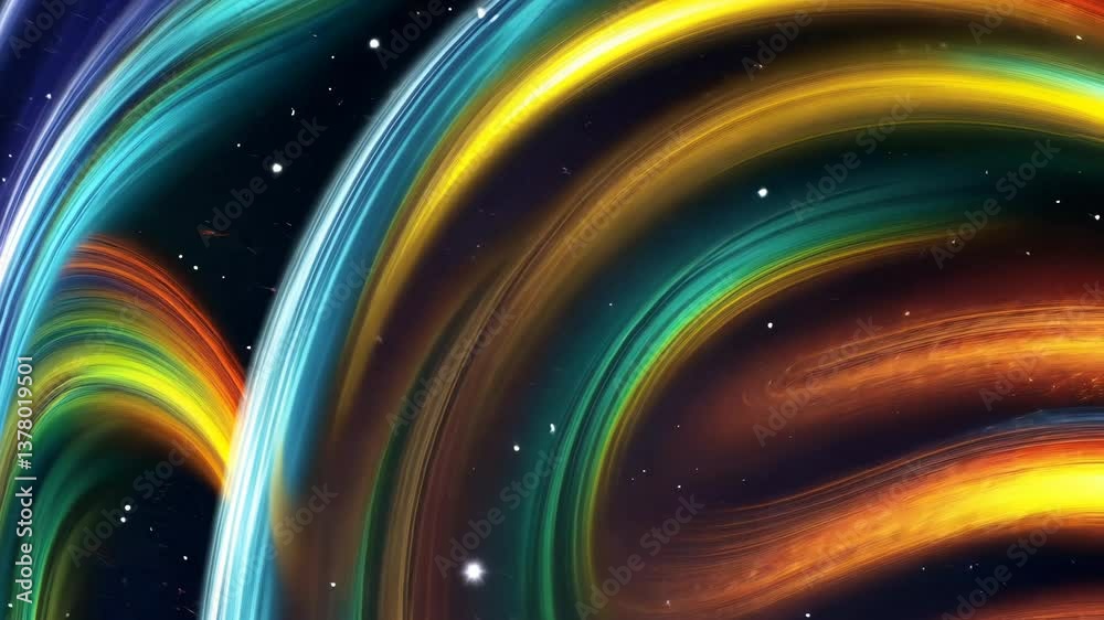 Poster a colorful swirl of light and stars. the stars are scattered throughout the image. the colors are br
