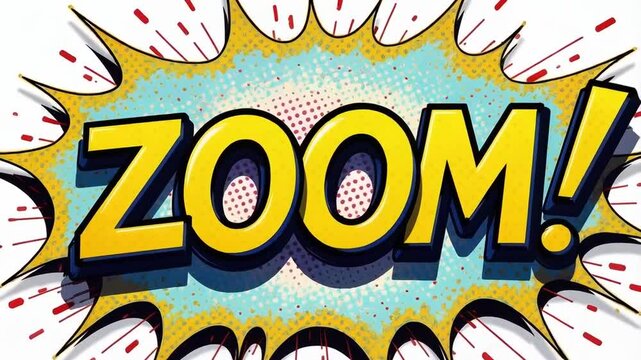 ZOOM speech explosion pop art bubble exclamation cloud isolated on a white background