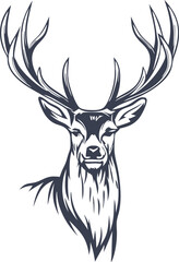 Fototapeta premium Majestic Stag Head, Antlered Deer, Wildlife, Nature, Graphic Design