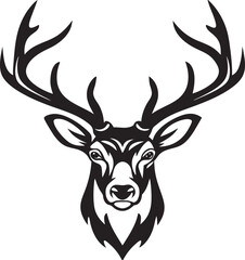 Naklejka premium Majestic Stag Head Silhouette Antlers, Nature, Wildlife, Symbol