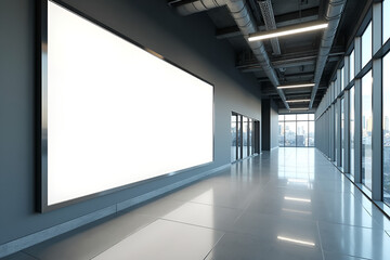 Vertical Advertising Billboard in Modern MRT Station - Blank Mockup for Ads
