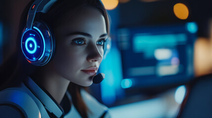 Gaming event female gamer in action technology hub portrait modern environment close-up virtual reality experience