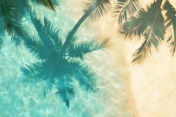 Palm trees shadows tropical water vacation.