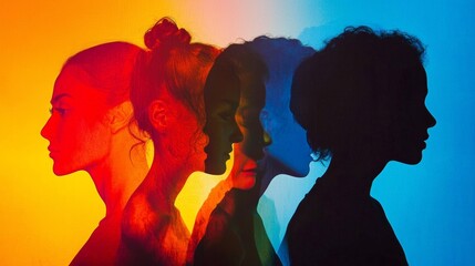 Side silhouette showcasing a diverse group of individuals.