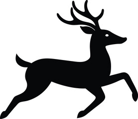Black Silhouette Deer Antler Running Animal Nature Graphic Design