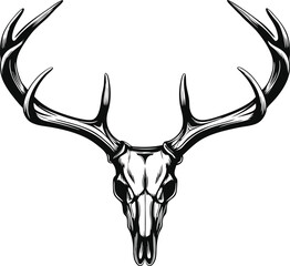 Majestic Deer Skull with Antlers Natures Dark Art Design