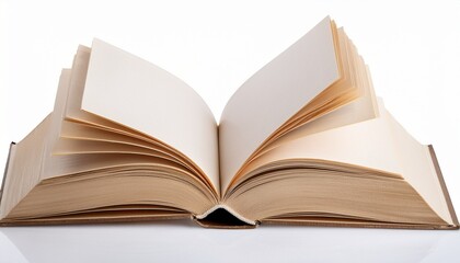 Fototapeta premium an open blank book with beige pages isolated on a transparent or white background