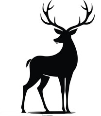 Fototapeta premium Majestic Stag Silhouette Black, Antlered, Wild, Nature, Elegant