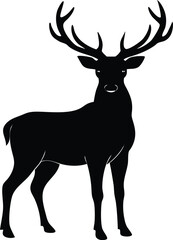 Obraz premium Majestic Stag Silhouette Black, Antlered, Wild, Nature, Deer