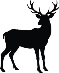 Majestic Stag Silhouette Elegant Deer Antler Profile Illustration